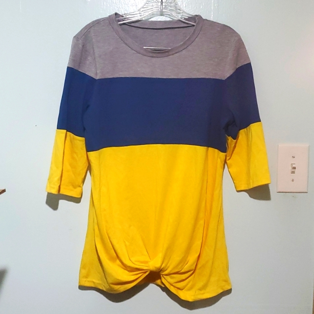 Amazon, Medium,  Yellow, Navy Blue and Grey Shirt